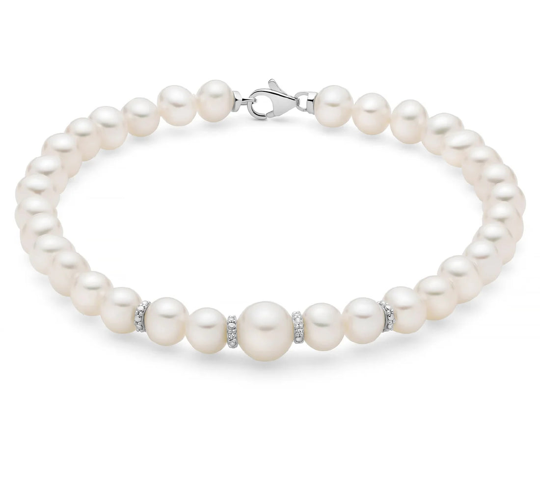 Bracciale Donna Miluna Perle Con 4 Inserti In Oro Bianco e diamanti PBR3551