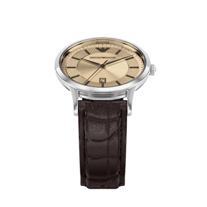 Orologio Uomo Emporio Armani Quarzo Data Bronzo Cinturino Pelle Marrone AR11783
