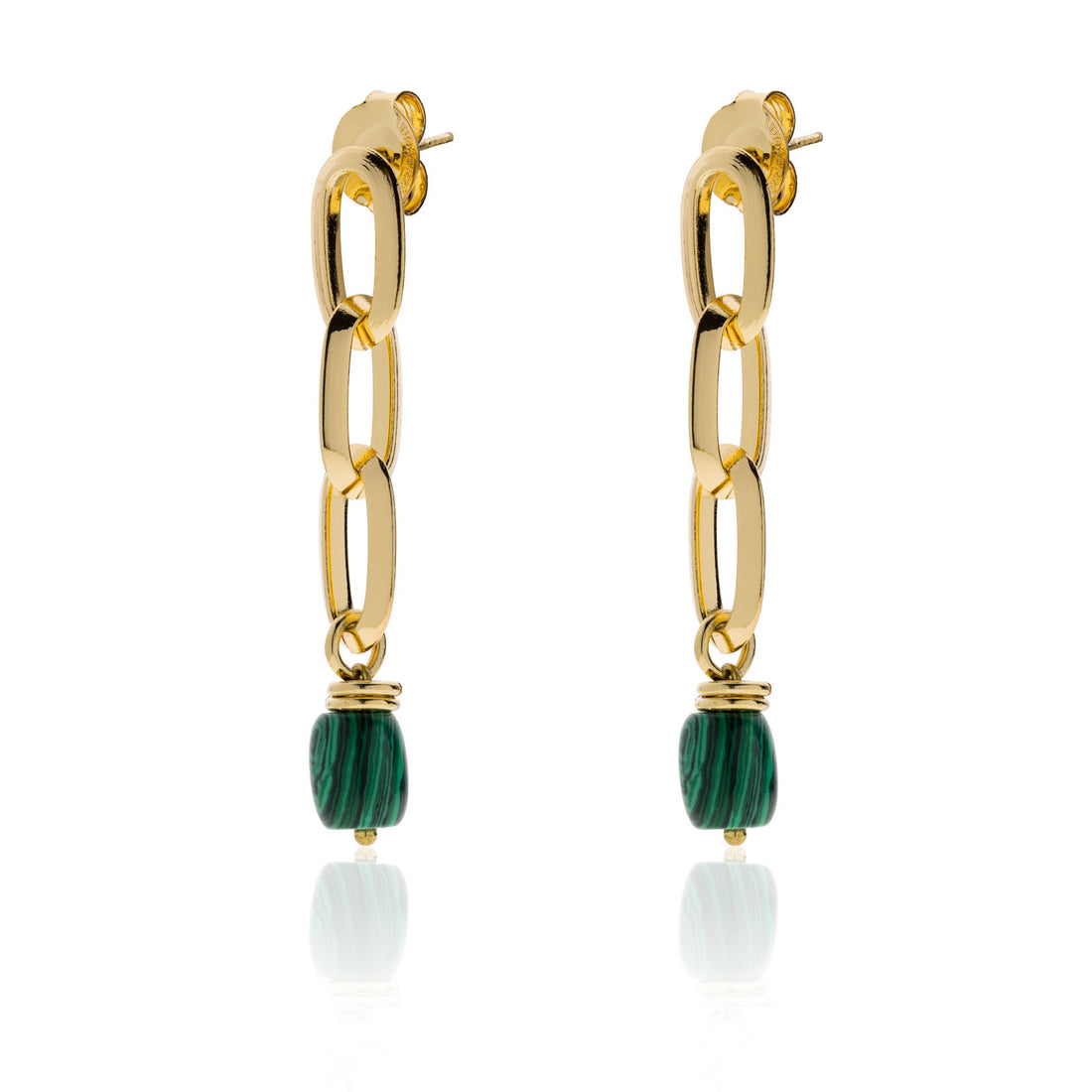 Orecchini Donna Unoaerre Bronzo Dorato Pendenti Con malachite Verde 540249