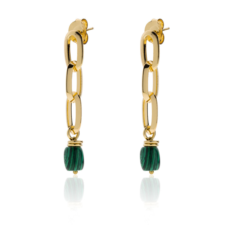 Orecchini Donna Unoaerre Bronzo Dorato Pendenti Con malachite Verde 540249