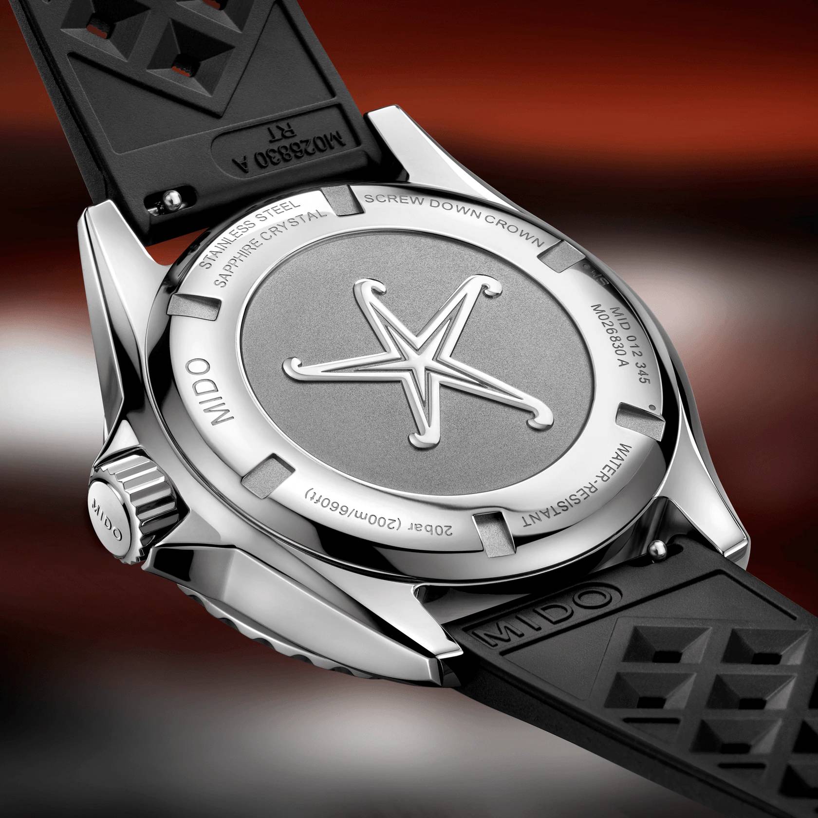 Orologio Uomo Mido Automatico Acciaio Gomma Rosso M0268301742100