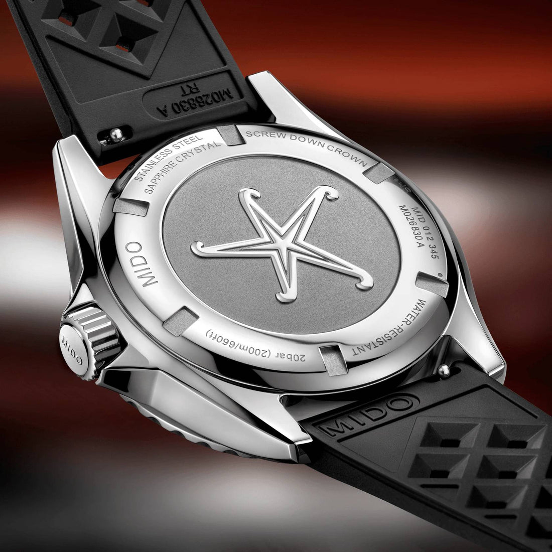 Orologio Uomo Mido Automatico Acciaio Gomma Rosso M0268301742100
