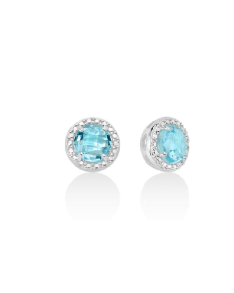 Orecchini Donna Miluna Argento 925 e topazio azzurro rotondo ERD2580