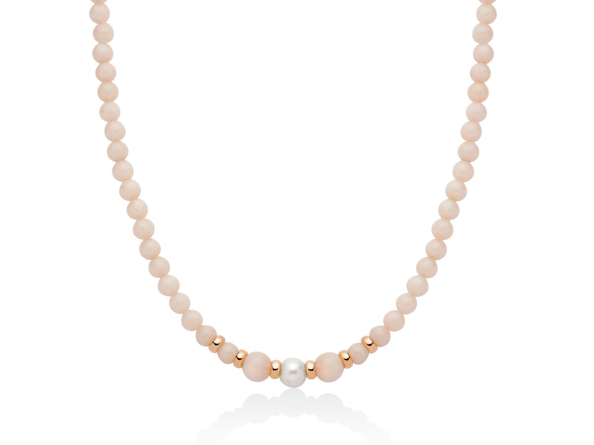 Collana Donna Miluna Girocollo In giada color pesca a Scalare e Perla PCL6563