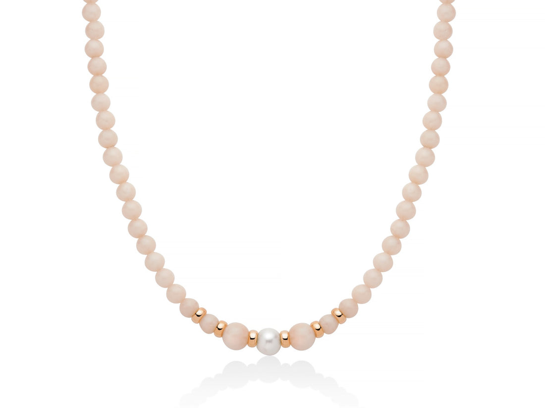 Collana Donna Miluna Girocollo In giada color pesca a Scalare e Perla PCL6563