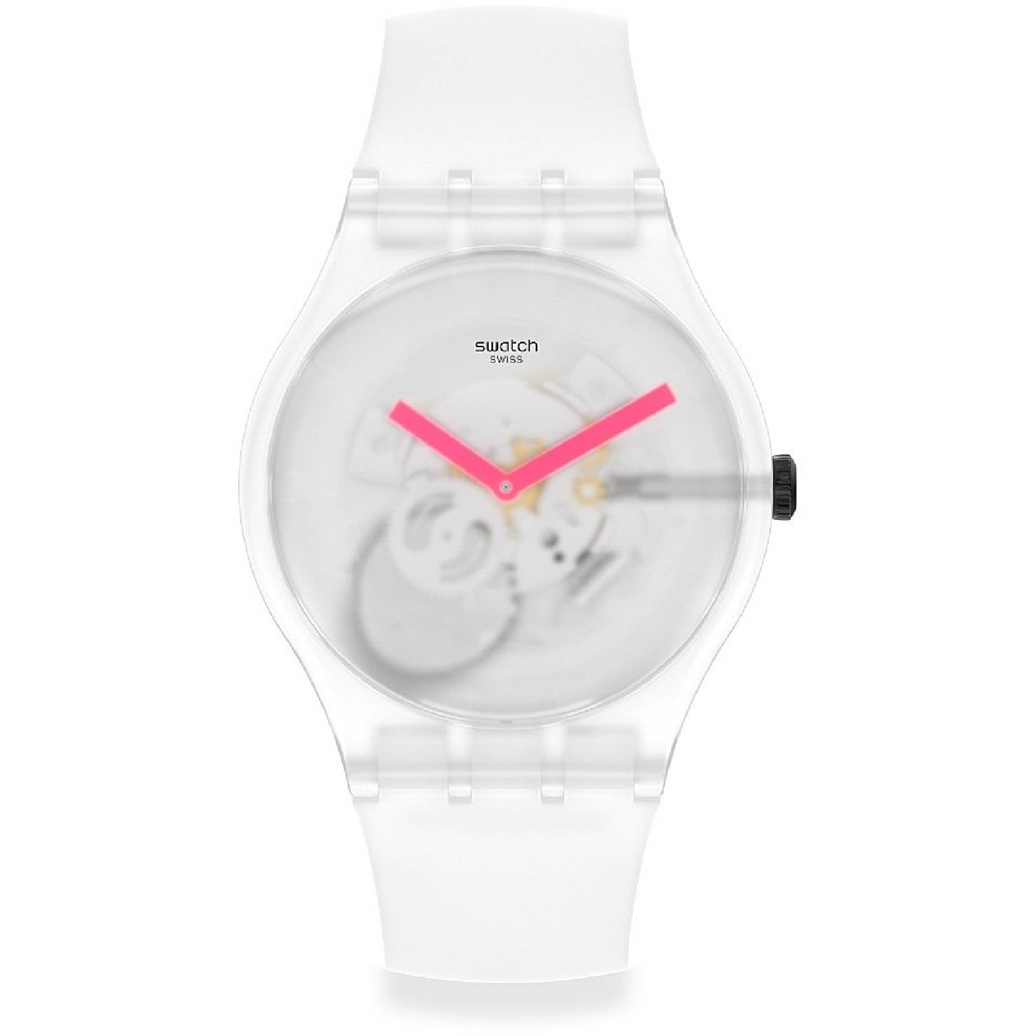Orologio Donna Silicone Gomma Swatch Solo Tempo Quarzo Bianco Snow Blur SUOW172