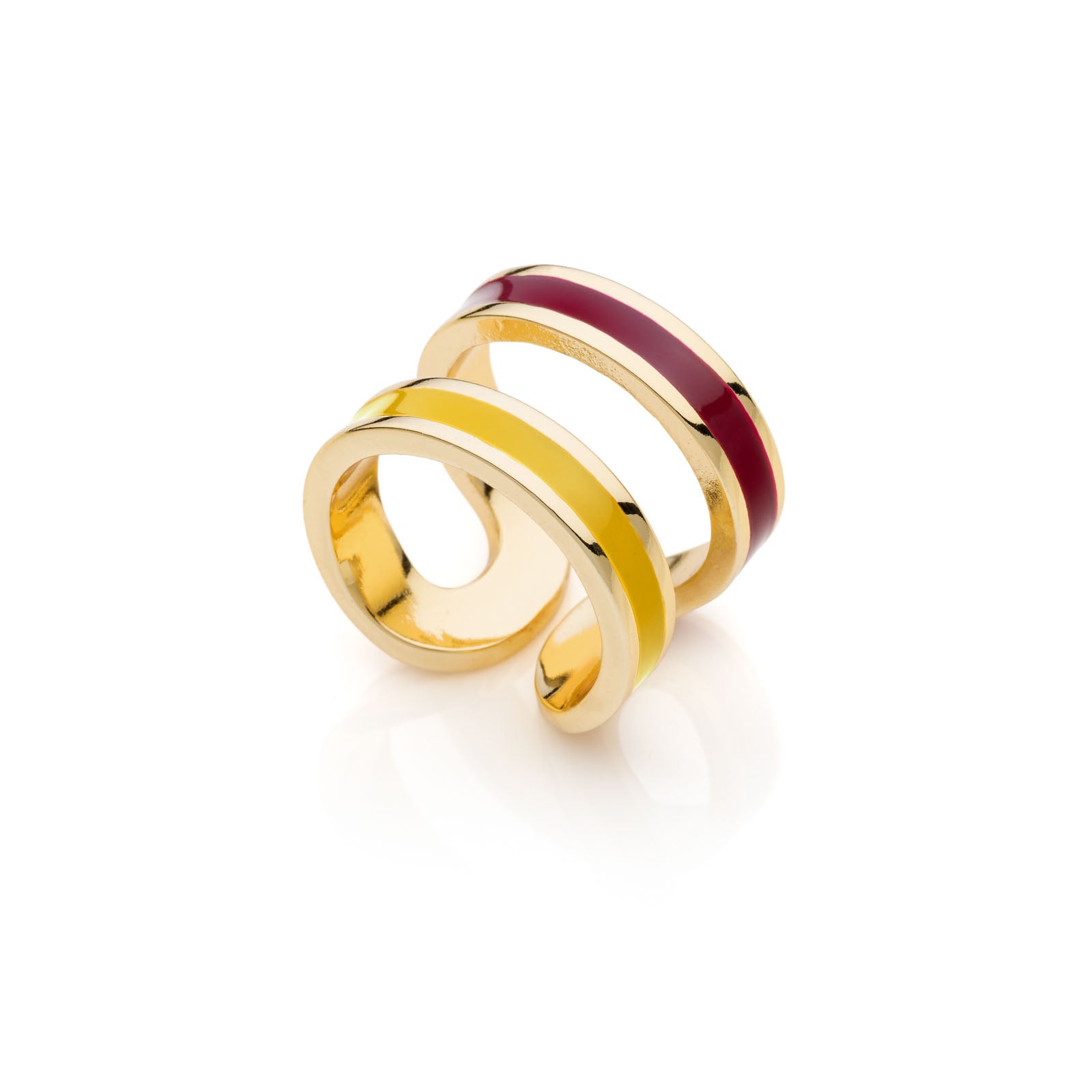 Anello Fascia Bronzo Dorato Con Smalto Rosso E Giallo 525624