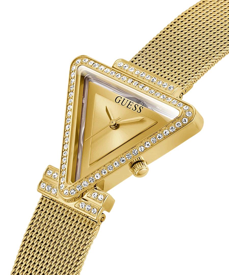 Orologio Donna Guess Quarzo Solo Tempo Zirconi Acciaio Dorato Maglia Milano GW0508L2