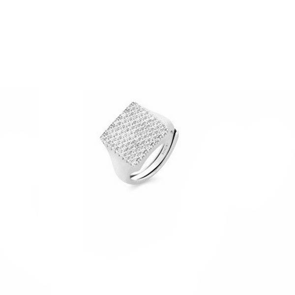 Anello Donna Sogni Mignolo Chevalier Quadrato Argento Zirconi Bianchi Regolabile AN127BB