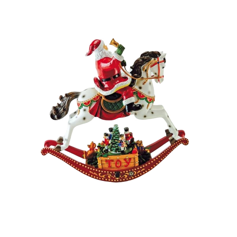 Scultura Natalizia Il Mondo Dei Carillion Babbo Natale Cavallo A Dondolo 64058