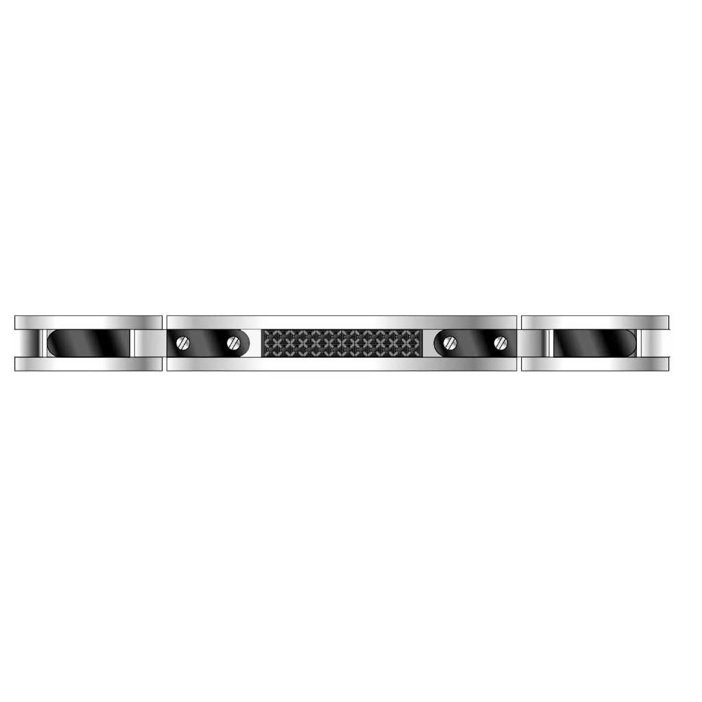 Bracciale Uomo Acciaio Zancan Targa PDV Nero Zirconi Neri EHB285