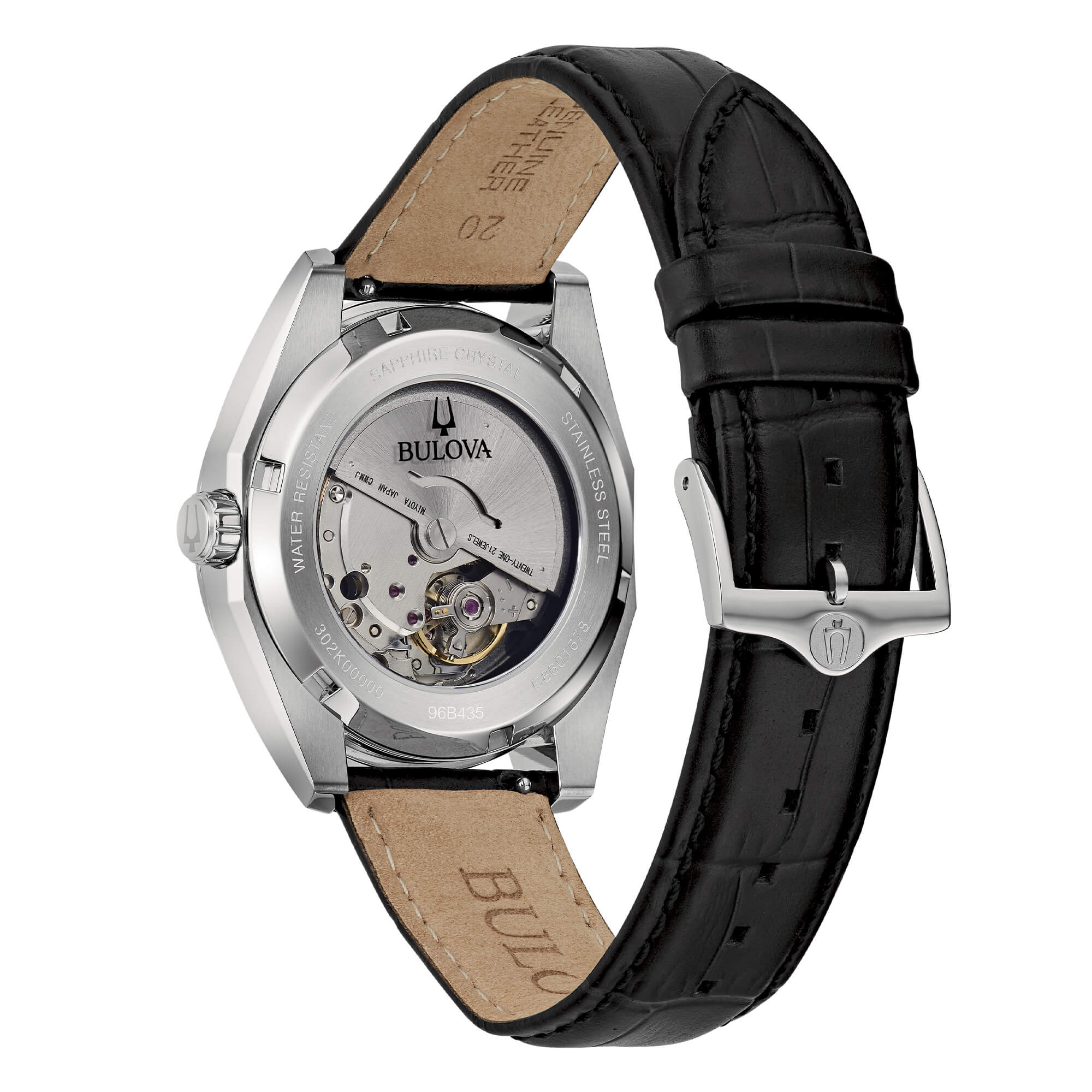 Orologio Uomo Bulova Surveyor Automatico Nero Pelle Acciaio 96B435