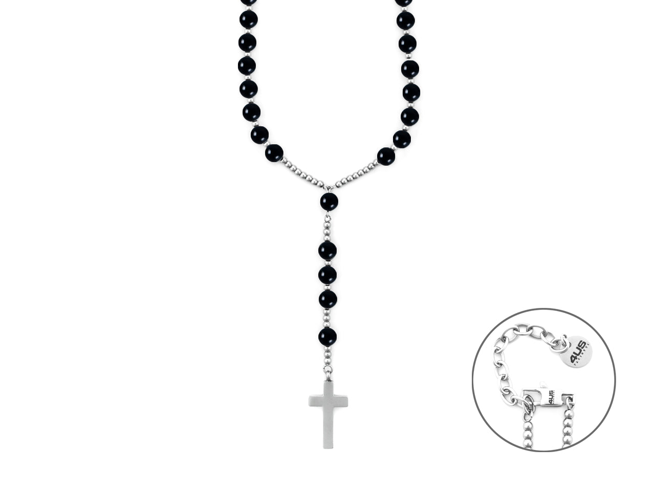 Collana Uomo 4US Cesare Paciotti Rosario Acciaio onice 4UCL7494