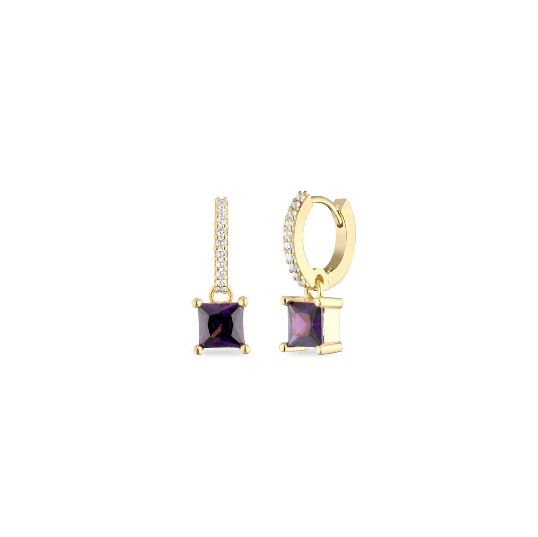 Orecchini Donna Laura P. Argento Dorato 925 Zirconi Viola Bianchi OR0233GVL