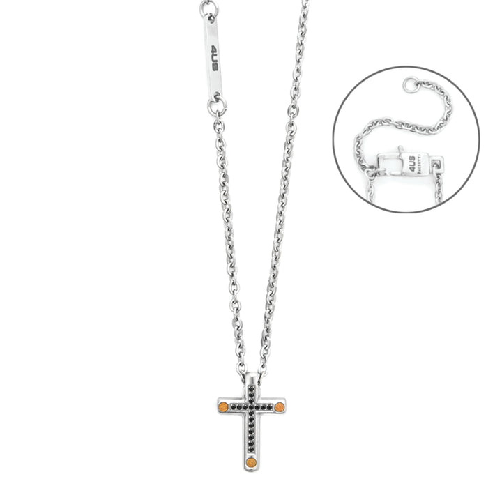 Collana Uomo 4US Cesare Paciotti Acciaio Croce Zirconi Oro 4UCL8296