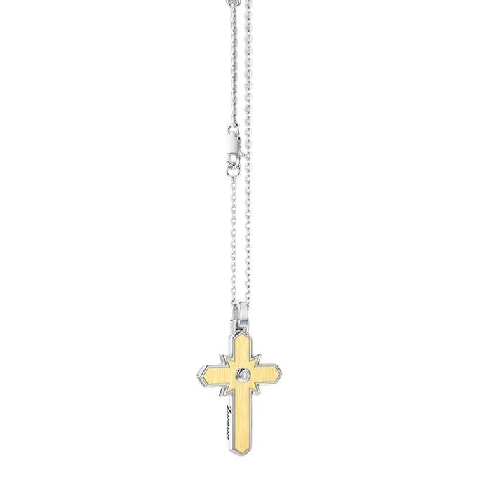 Collana Uomo Zancan Alpha Diamond Argento 925 Croce Oro Diamante Bianco 0,015 ct ESC286G