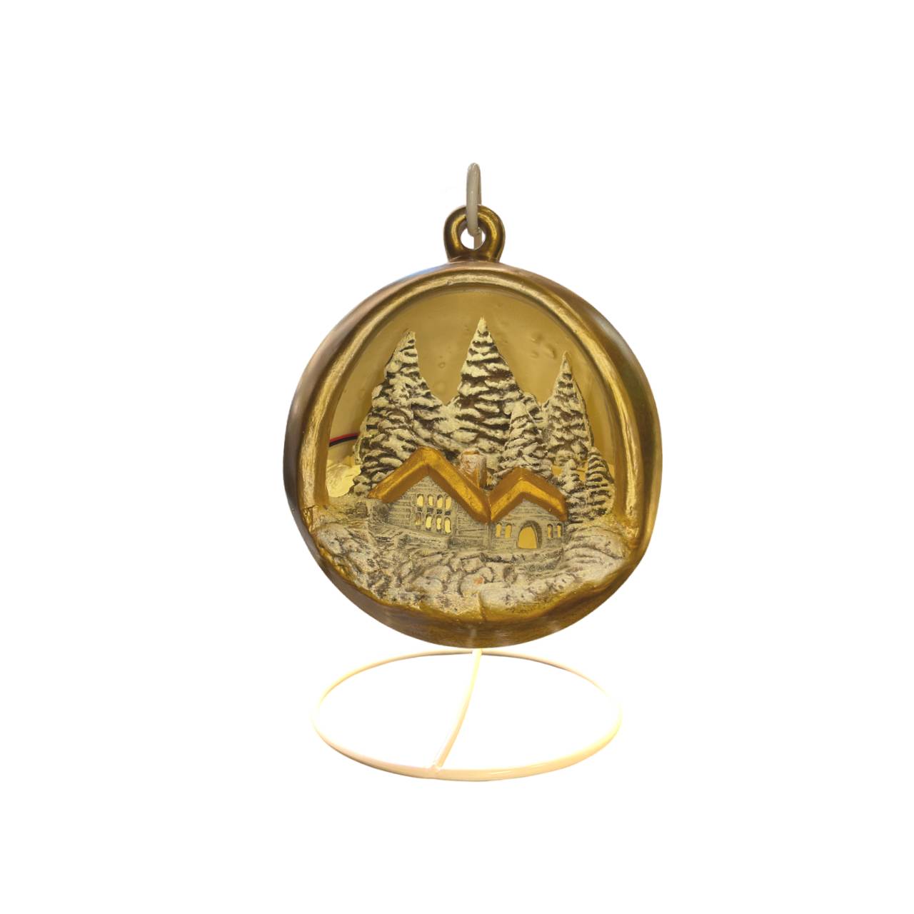 Sfera Di Natale Con Paesaggio Ceramex Led Oro 18 cm 3035.33