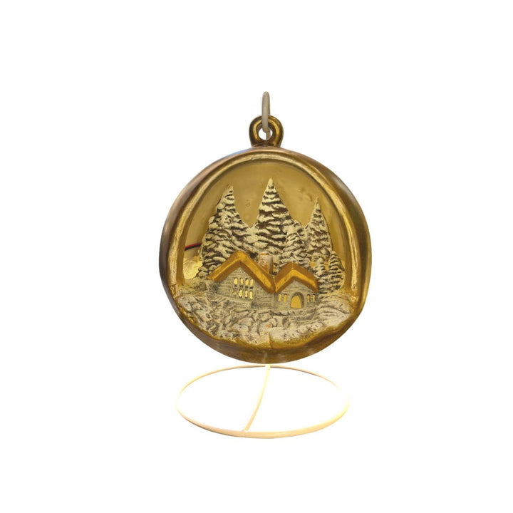 Sfera Di Natale Con Paesaggio Ceramex Led Oro 18 cm 3035.33