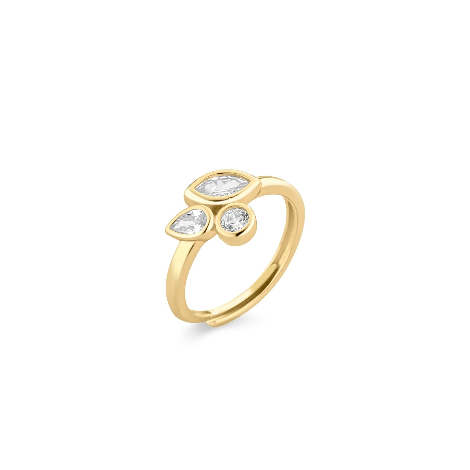 Anello Donna Laura P. Argento Dorato 925 Zirconi Bianchi AN0266GB