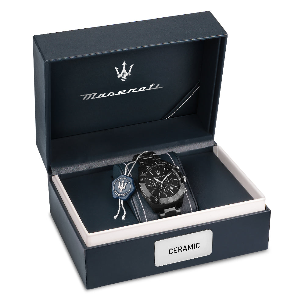 Orologio Uomo Maserati Quarzo Cronografo Ceramica Nera Argento R8873650001