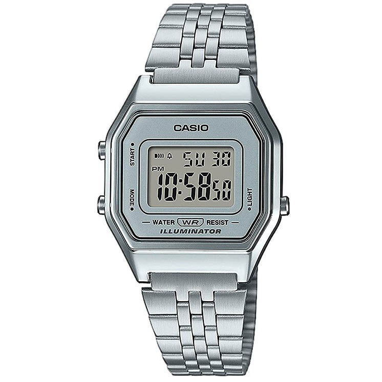 Orologio Donna Casio Quarzo Digitale Vintage Acciaio Bianco LA680WA-7DF