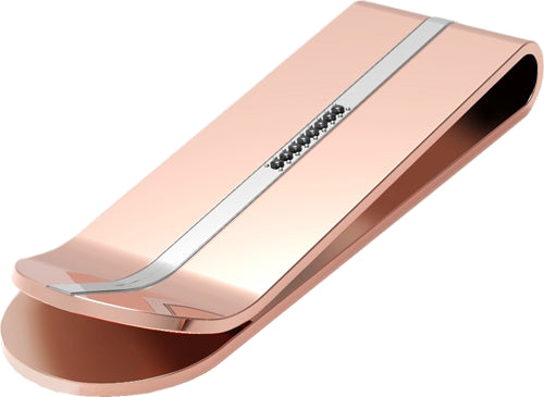 Fermasoldi Uomo Acciaio rosè  Zancan con  Centrale Zircon neri EHF024