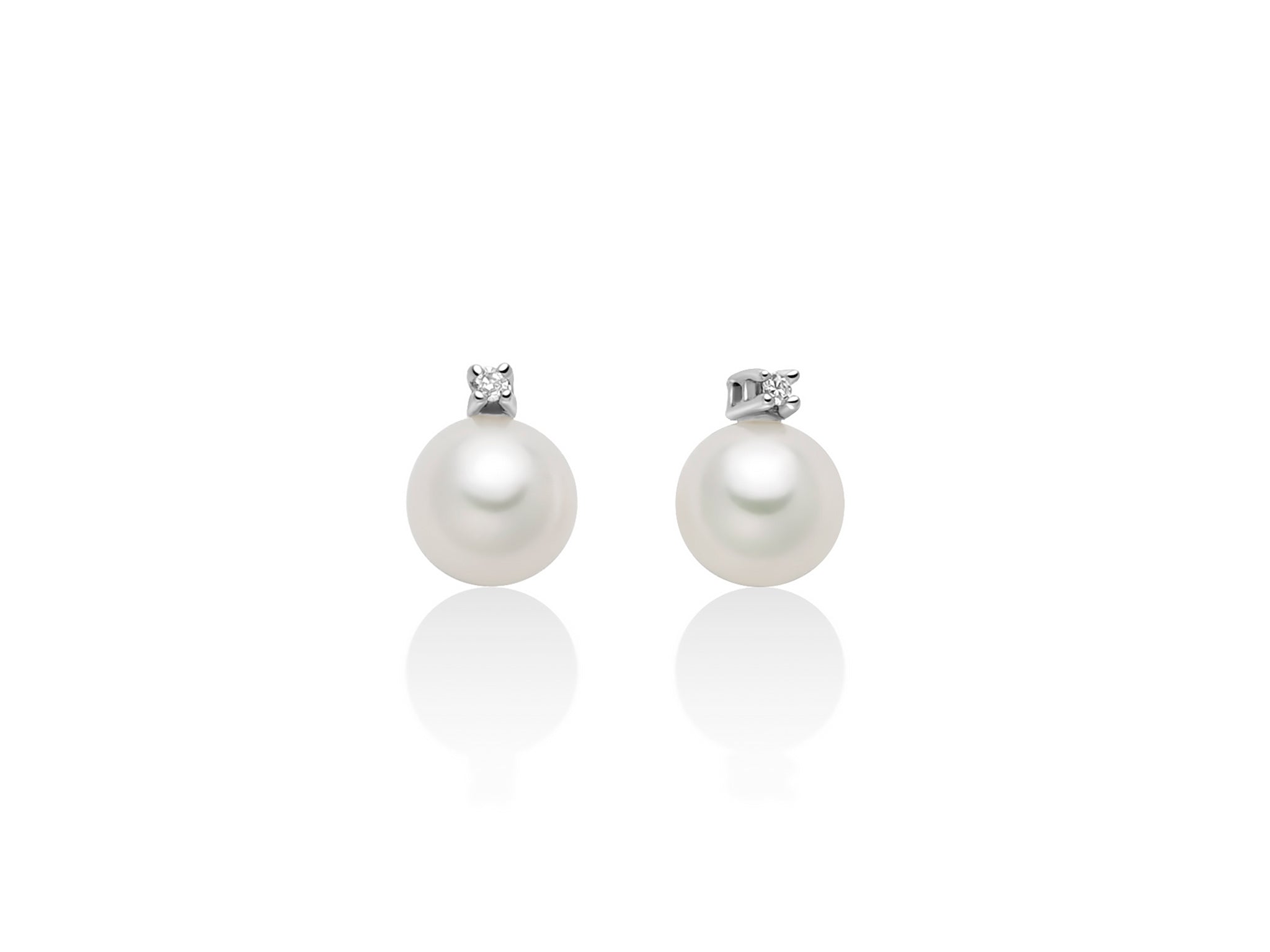 Orecchini Donna Miluna Oro Bianco 9kt Perla 6,5-7 mm e Diamanti PER2735X