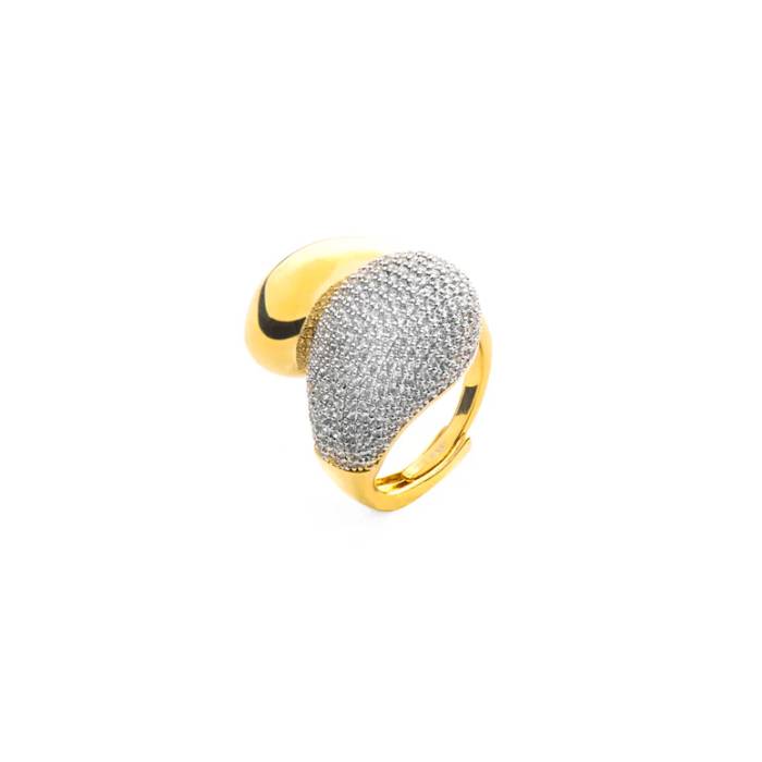 Anello Donna 4US Cesare Paciotti Ottone Oro Pvd Zirconi 4UAN8180W/L
