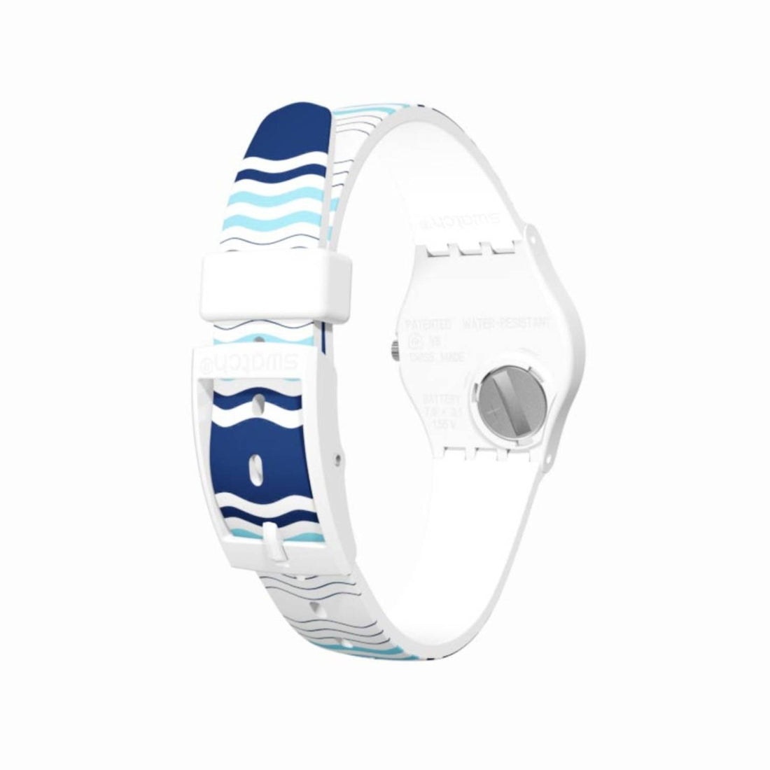 Orologio Donna Bambina Gomma Resina Swatch Quarzo Solo Tempo Bianco Blu LW157