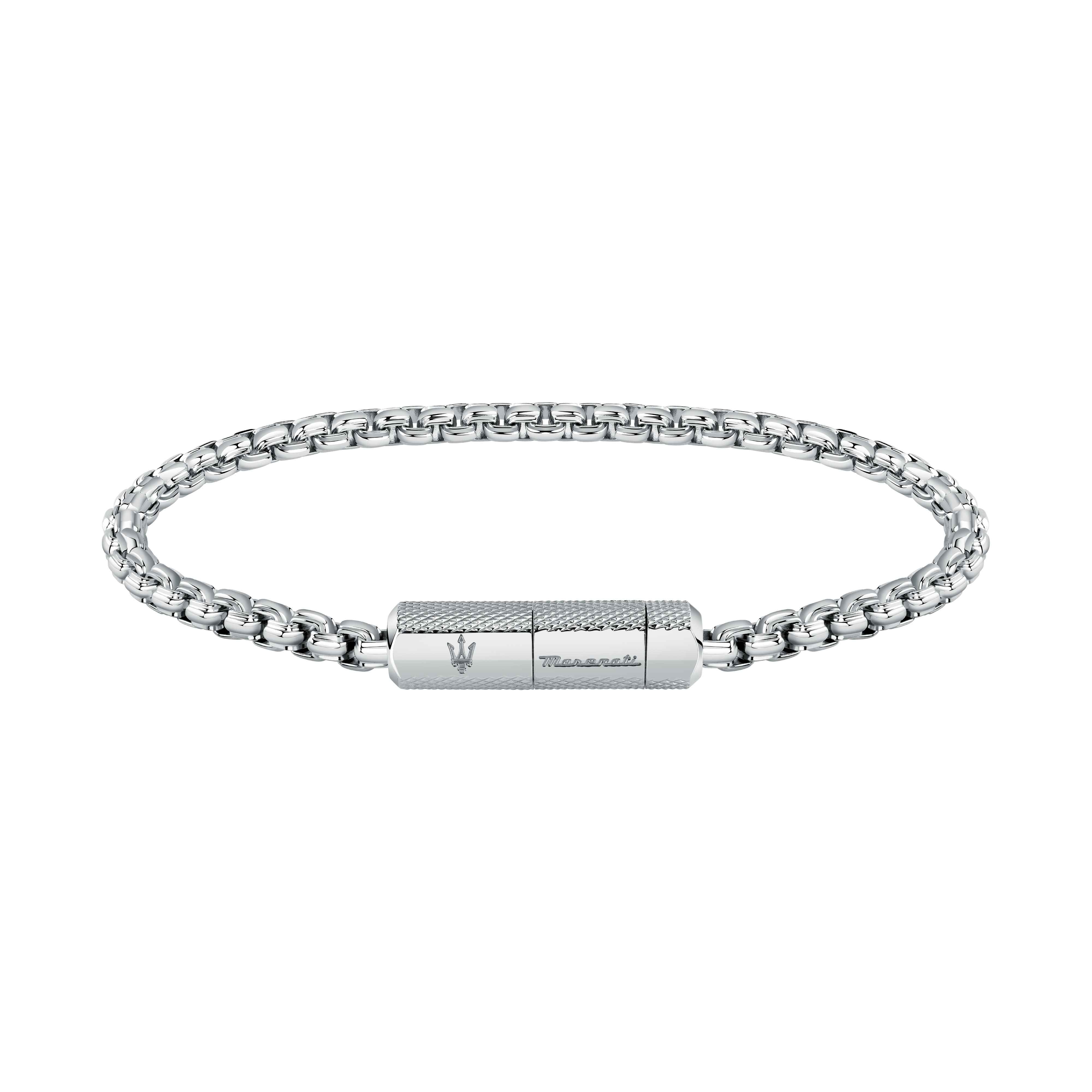 Bracciale Uomo Maserati Acciaio Lucido Catena Logo Sfaccettato Calamita JM223ATK22