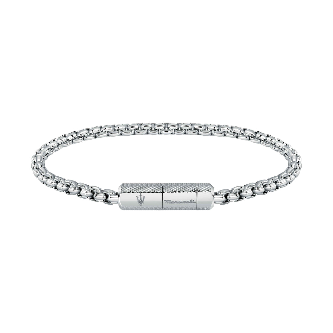 Bracciale Uomo Maserati Acciaio Lucido Catena Logo Sfaccettato Calamita JM223ATK22