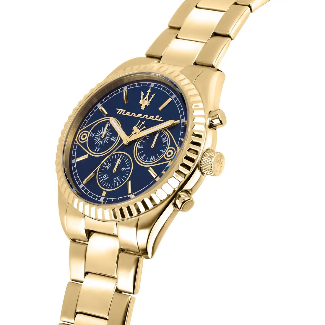 Orologio Uomo Maserati Multifunzione Quarzo Acciaio Dorato Blu Competizione R8853100026