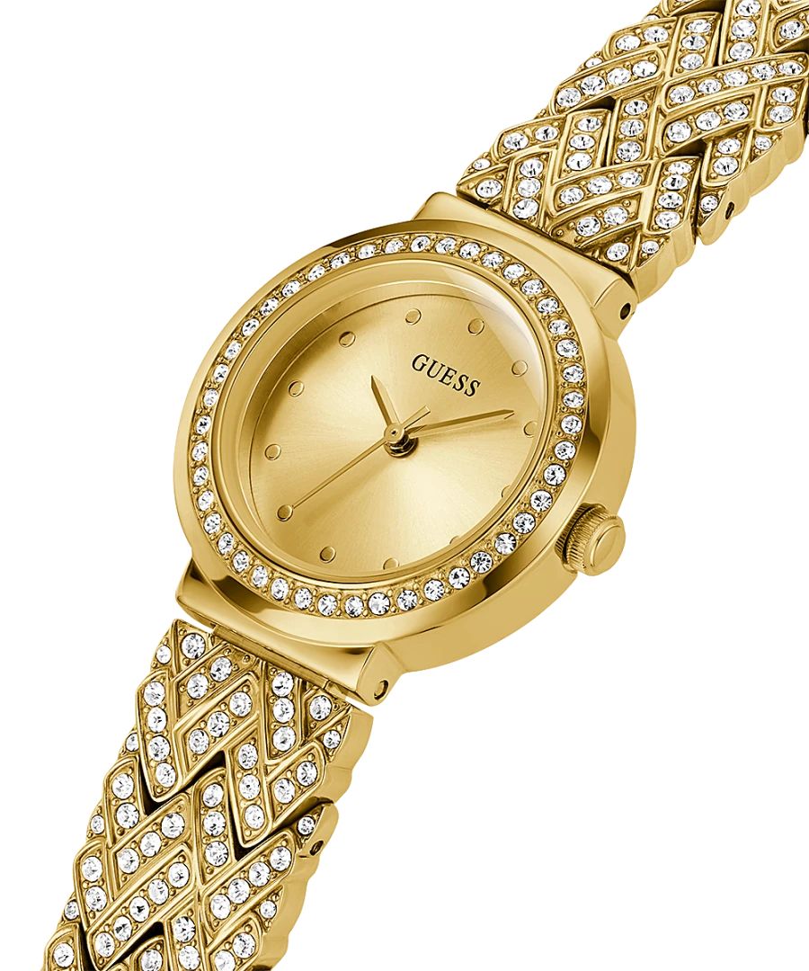 Orologio Donna Guess Quarzo Solo Tempo Zirconi Acciaio Dorato GW0476L2