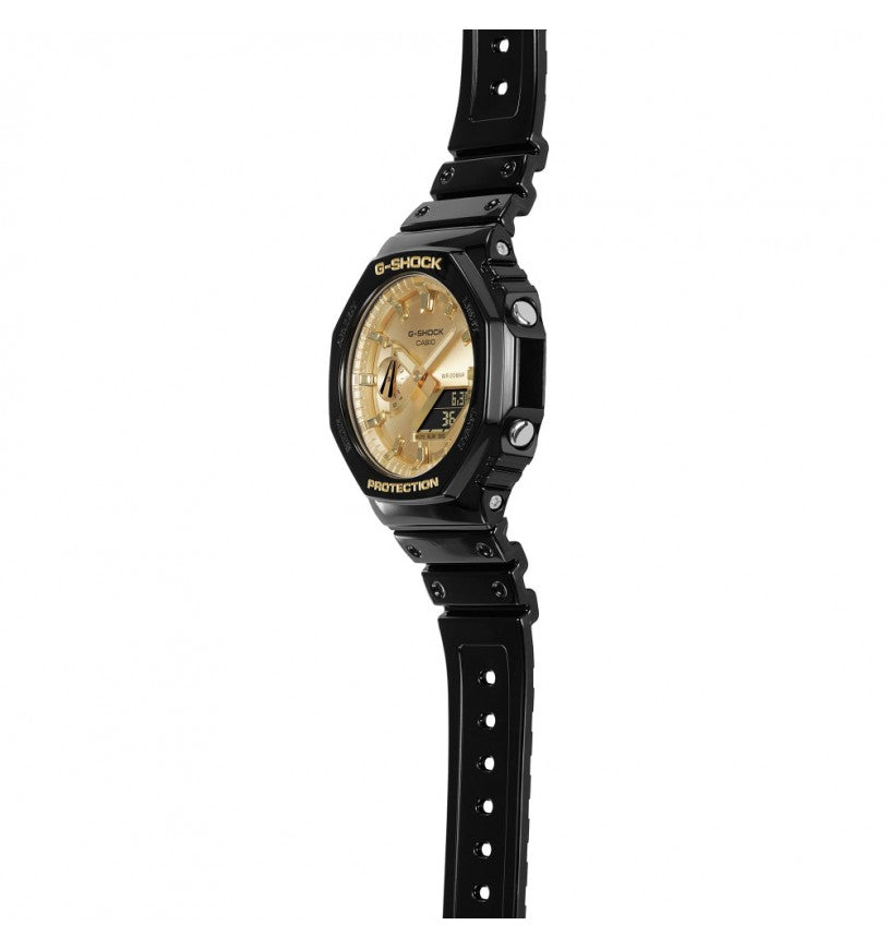 Orologio Uomo Casio G-Shock Analogico Digitale Nero Lucido Dorato GA-2100GB-1AER