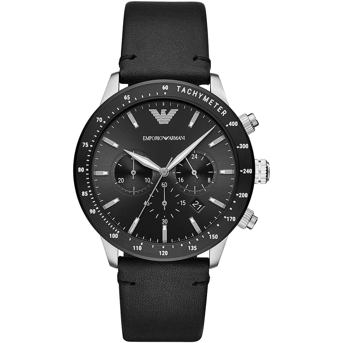 Orologio Uomo Emporio Armani Cronografo Ghiera Tachimetrata Fondo Nero AR11243
