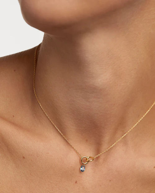 Collana Donna PDPaola Argento Dorato 925 Zircone Blu Cielo CO01-842-U