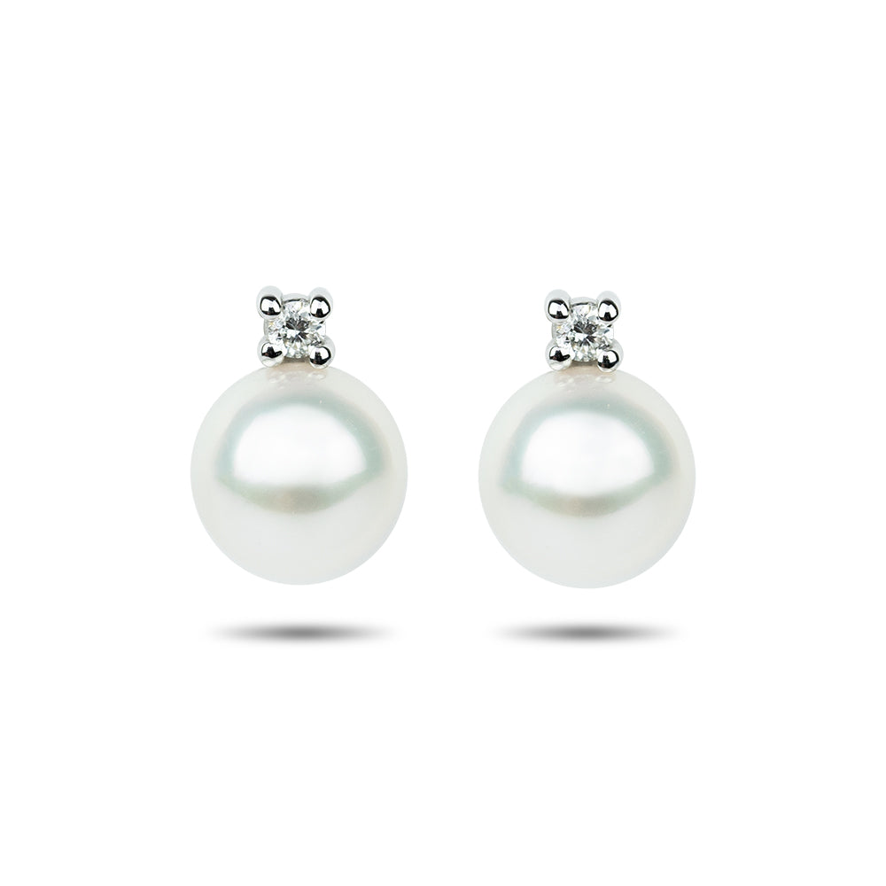 Orecchini Donna Mikiko Oro 18 Kt Perla 6,5-7 mm con diamante 0,03 MO1503O4FABI065