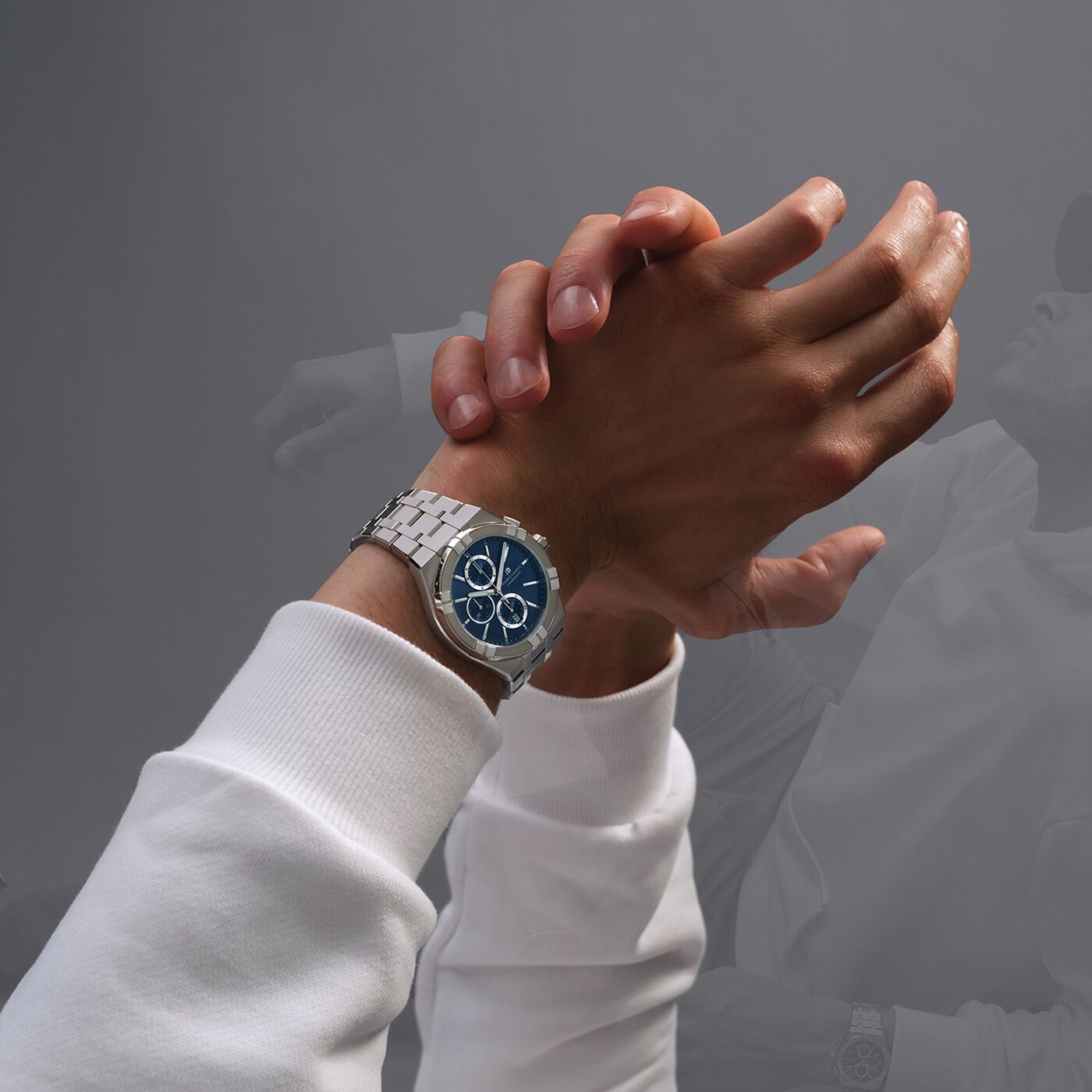 Orologio Uomo Maurice Lacroix Aikon Cronografo Blu AI1118-SS002-430-1