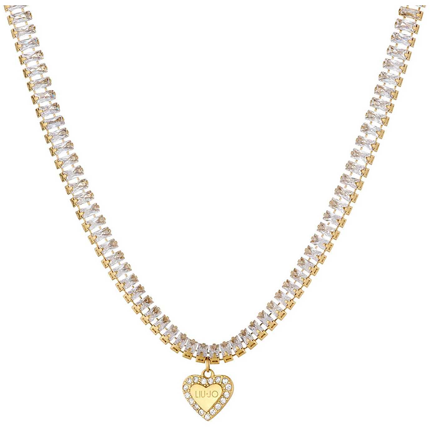 Collana Donna Liu Jo Tennis Acciaio Dorato Cuore Zirconi LJ1823