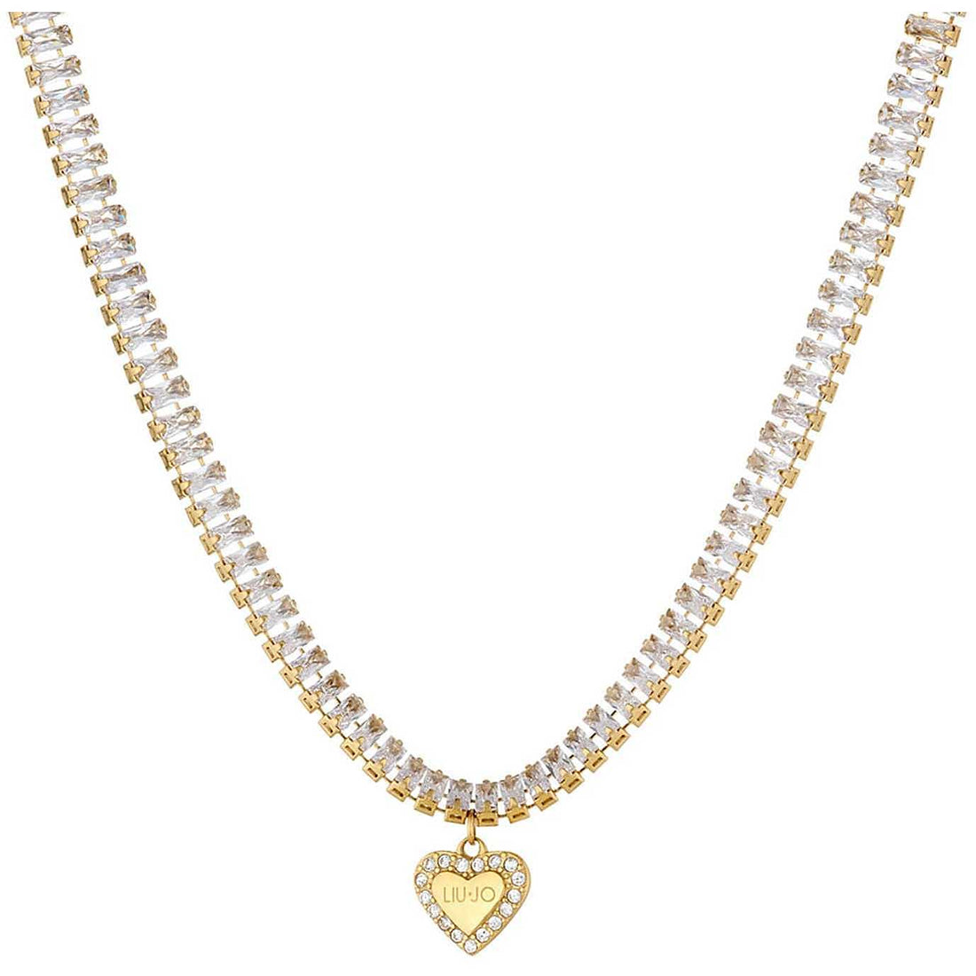 Collana Donna Liu Jo Tennis Acciaio Dorato Cuore Zirconi LJ1823