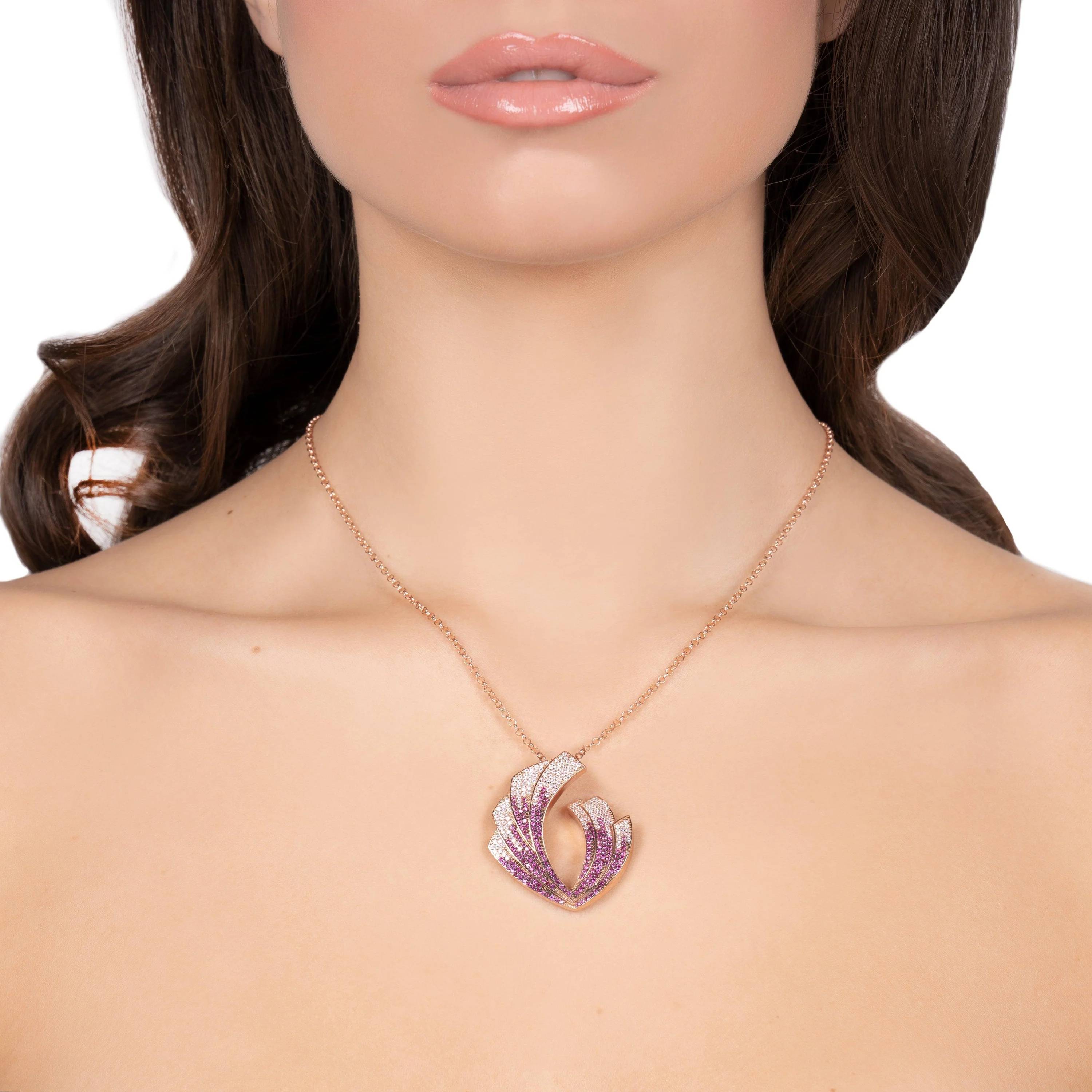 Collana Donna Sogni Argento 925 Fiore Zirconi Magenta Rosa CL102RR