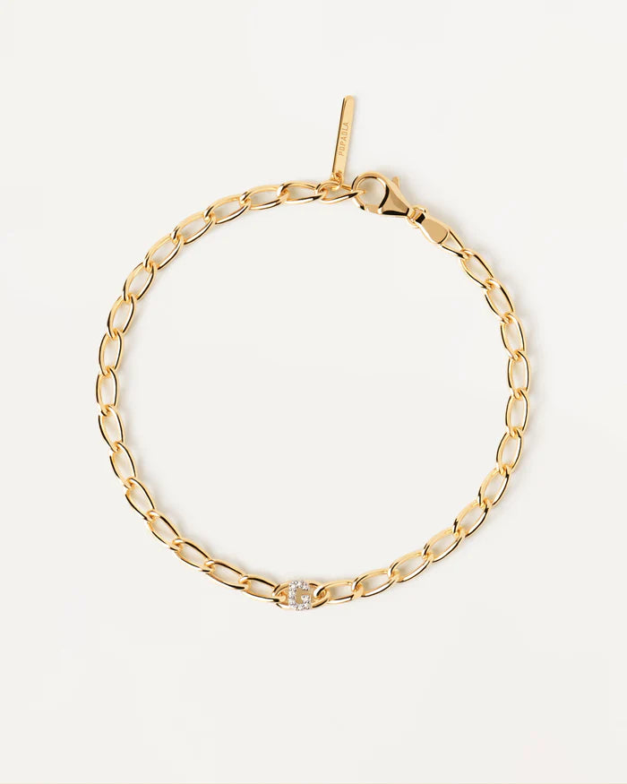 Bracciale Donna PDPaola Argento 925 Dorato Catena Iniziale G Zirconi PU01-544-U