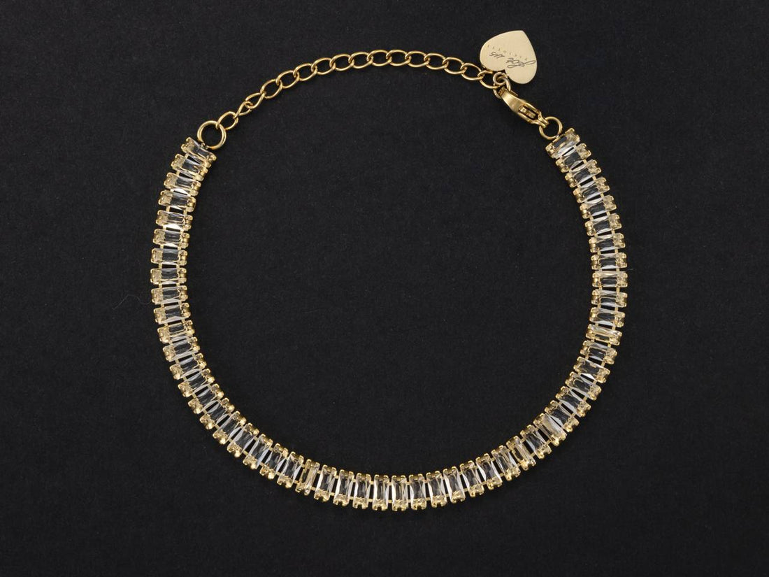 Bracciale Tennis Donna 4US Cesare Paciotti Acciaio dorato Con Zirconi rettangolari bianchi 4UBR5503W