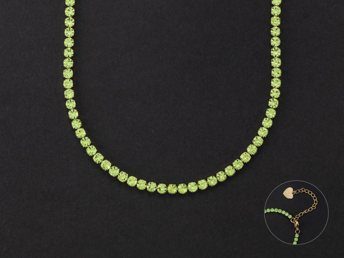 Collana Donna 4US Cesare Paciotti Acciaio dorato Tennis Zirconi Verdi 3 mm 4UCL5469W