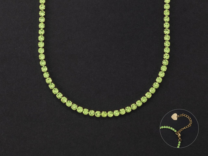 Collana Donna 4US Cesare Paciotti Acciaio dorato Tennis Zirconi Verdi 3 mm 4UCL5469W