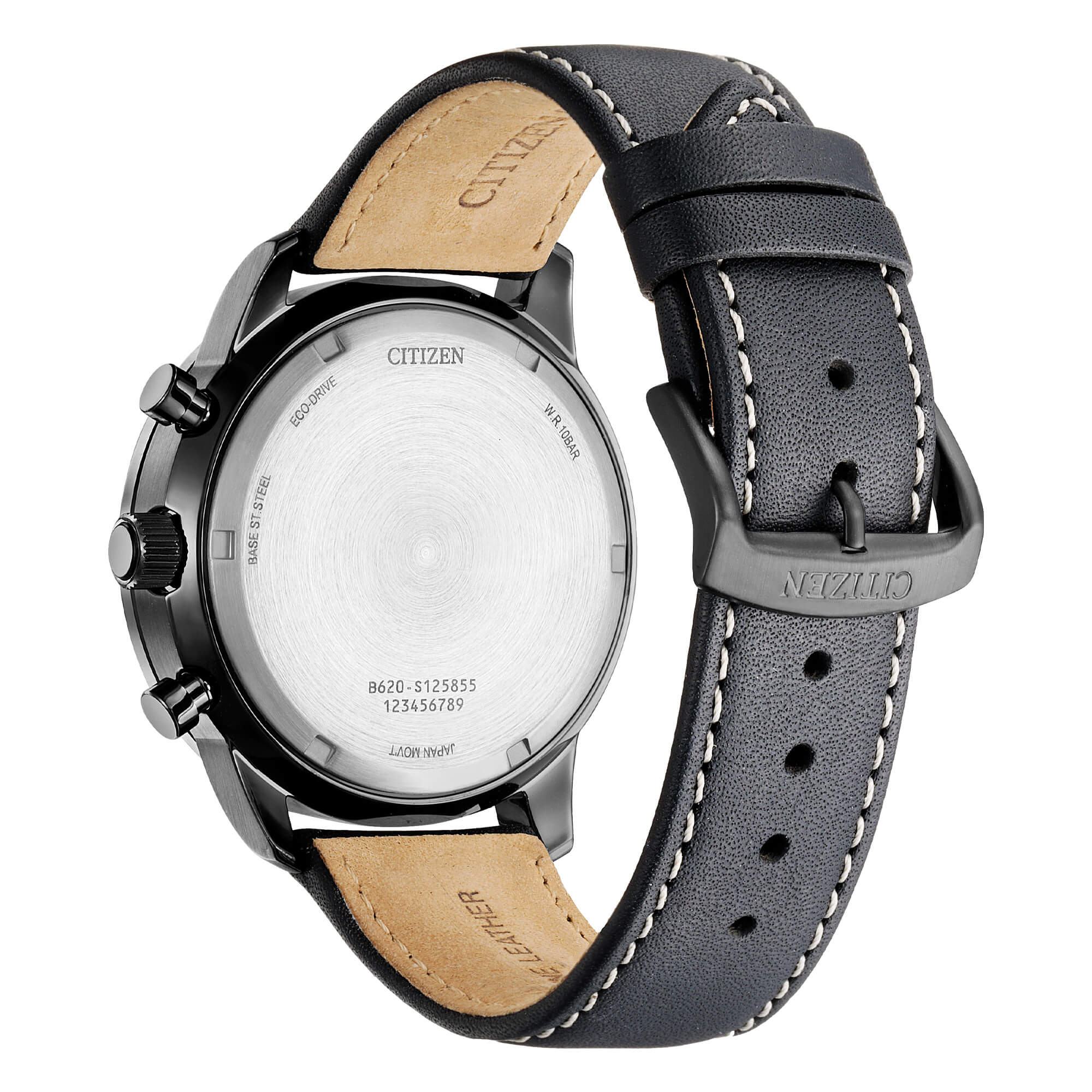 Orologio Uomo Citizen Eco-Drive Cronografo Nero Aviator Pelle CA4505-21X