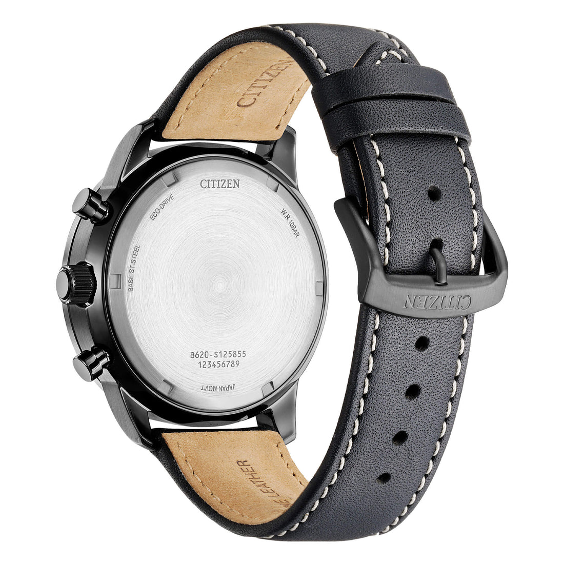 Orologio Uomo Citizen Eco-Drive Cronografo Nero Aviator Pelle CA4505-21X