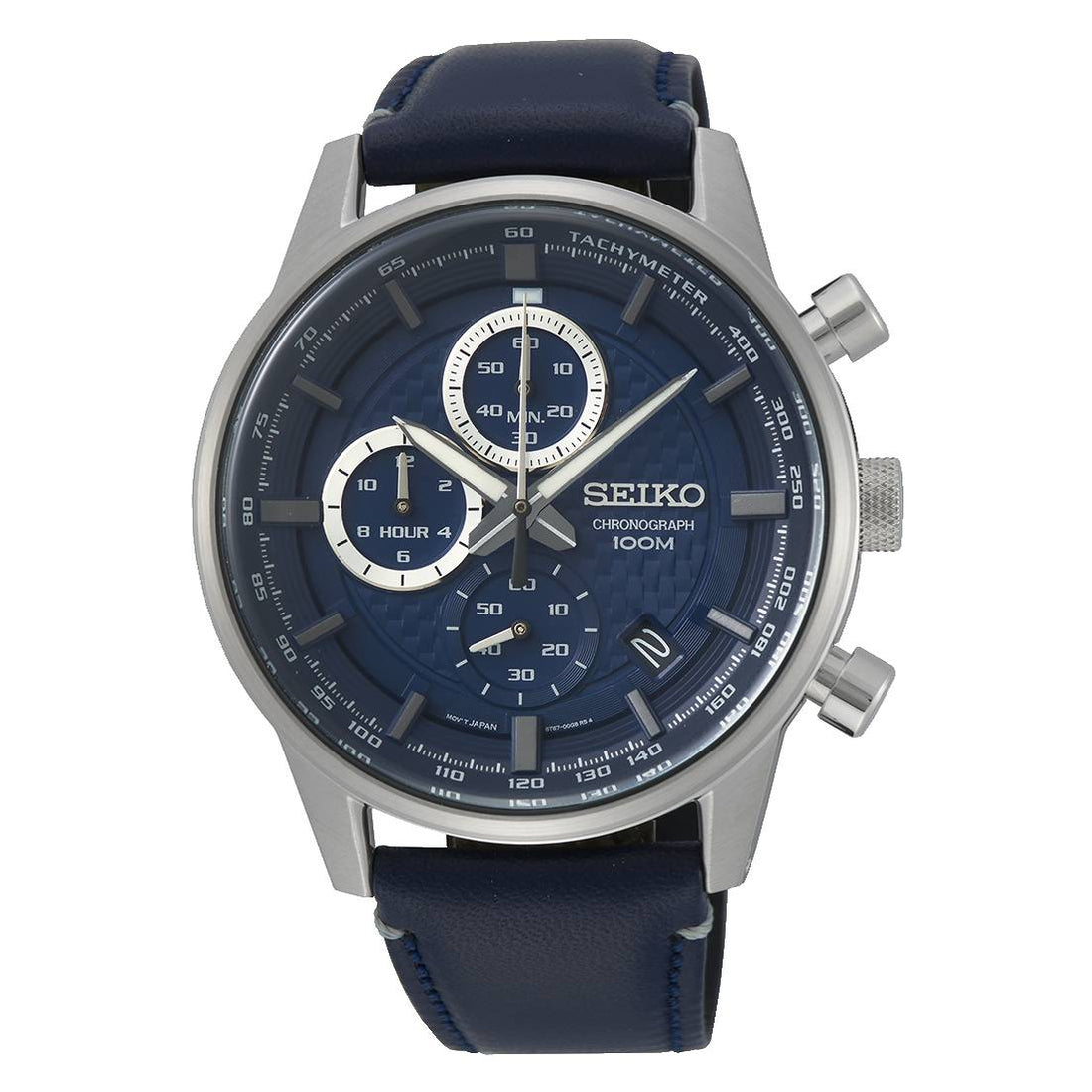 Orologio Uomo Seiko Quarzo Cronografo Acciaio Pelle Blu