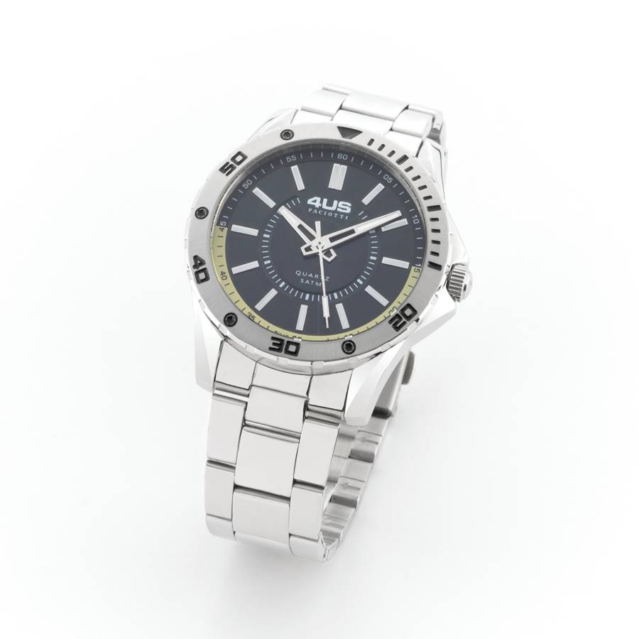 Orologio Uomo 4US Cesare Paciotti Acciaio Quarzo Solo Tempo Nero Giallo T4LS387
