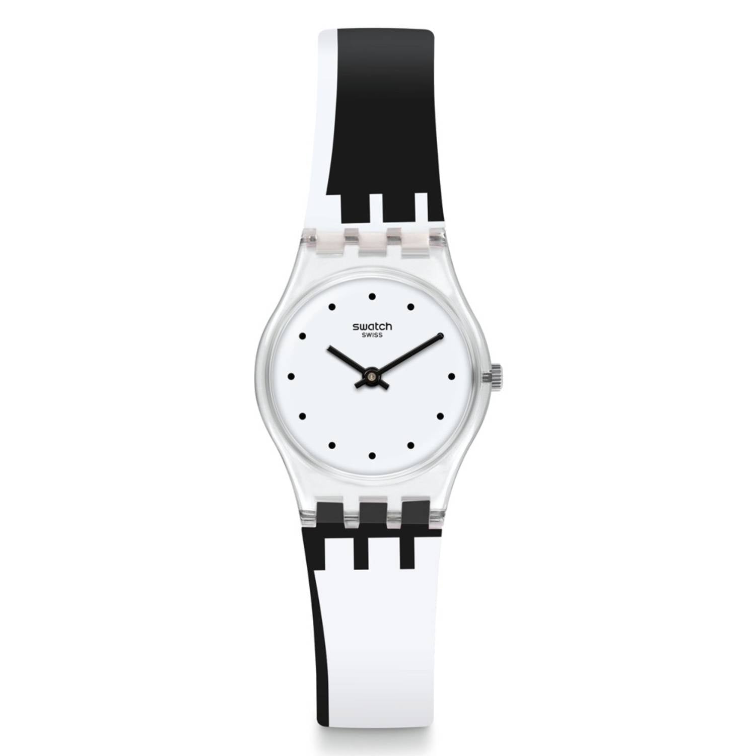 Orologio Donna Bambino Gomma Resina Swatch Quarzo Solo Tempo Bianco Nero LK370